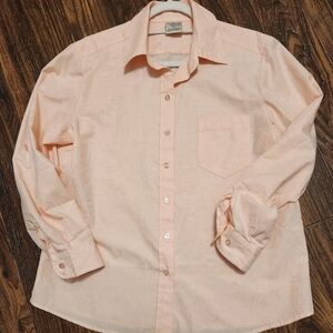 ALLISON DALEY🍑 Girly Peach Shimmery Textured Button Down Top Size 14 NWOT